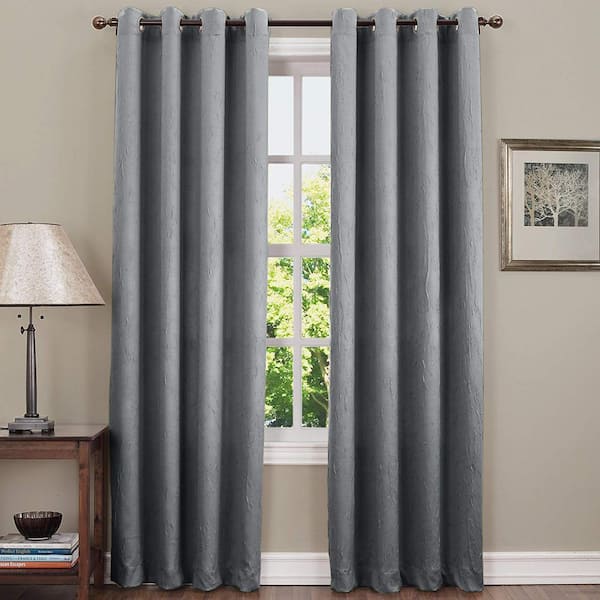 Sun Zero Grey Solid Rod Pocket Room Darkening Curtain - 54 in. W x 72 in. L