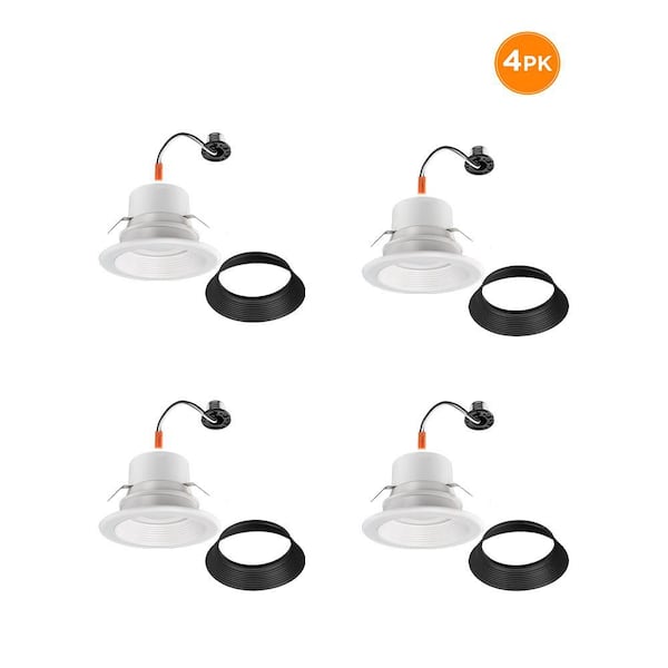 4 in. 30 Lighting Options Integrated LED Recessed Light Trim Adjustable CCT New Construction Remodel Indoor (4-Pack)