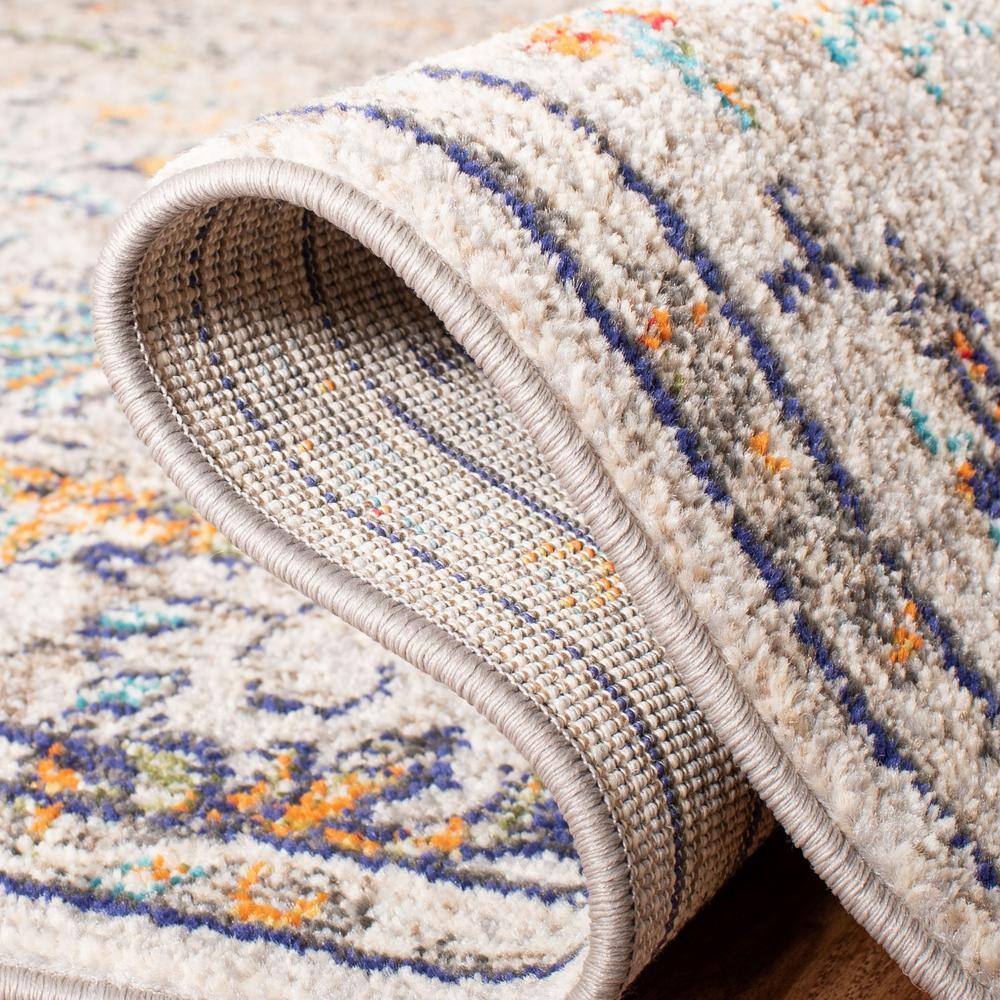 Chic Metro-Mod Grey & Light Blue 8' x 10' Synthetic Area Rug