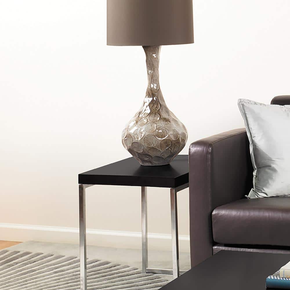 Black Wood and Chrome Rectangular End Table