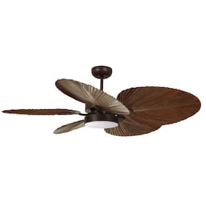 Bali 52 in. Indoor/Outdoor Oil Rubbed Bronze and Dark Koa Blades DC Ceiling Fan with Remote Control Light