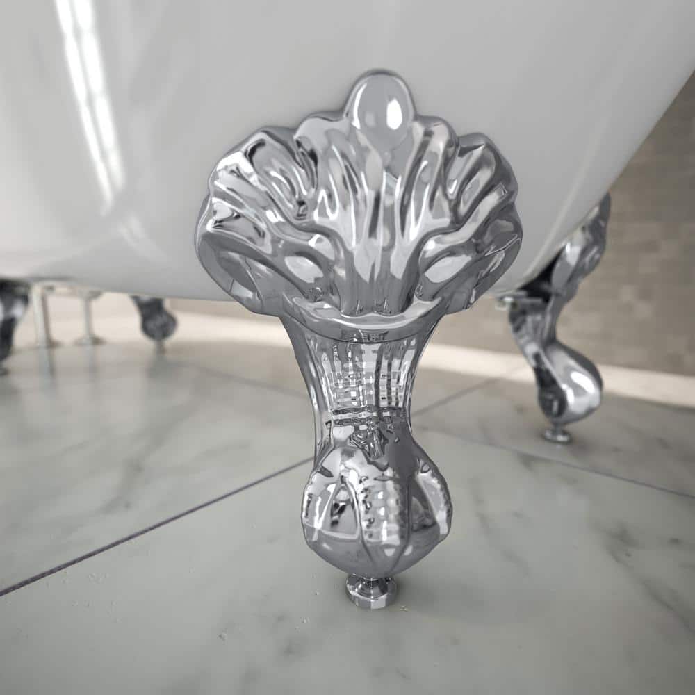 61" White Acrylic Freestanding Clawfoot Bathtub
