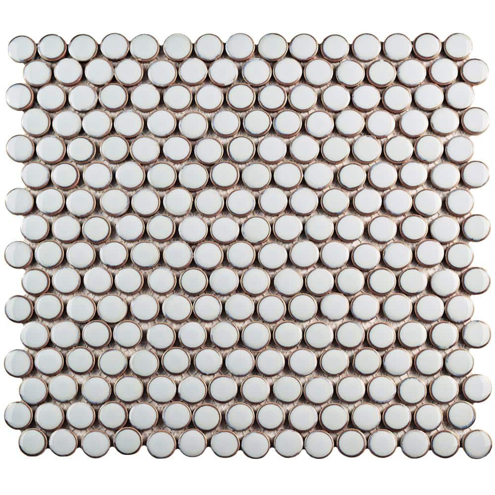 Hudson Penny Round Silk White 6 in. x 6 in. Porcelain Mosaic Take Home Tile Sample price history on PriceWatchPro