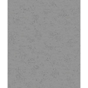 Distressed Concrete Effect Dark Grey Matte Finish Vinyl on Non-Woven Non-Pasted Wallpaper Roll