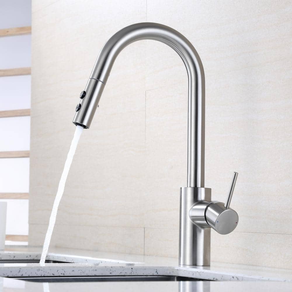 Brushed Nickel Single Handle Pull Down Kitchen Faucet
