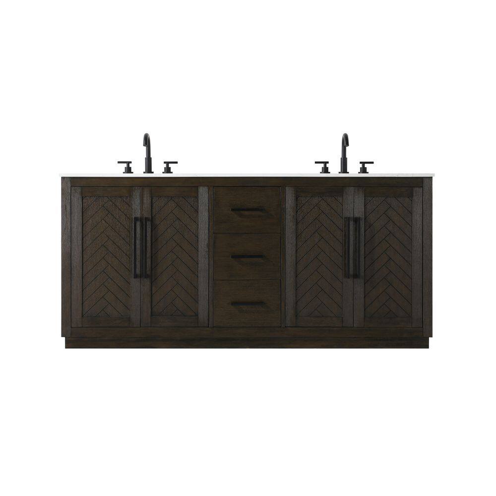 72 in. Double Sink Chocolate Oak Bath Vanity with White Engineered Marble Top price history on PriceWatchPro