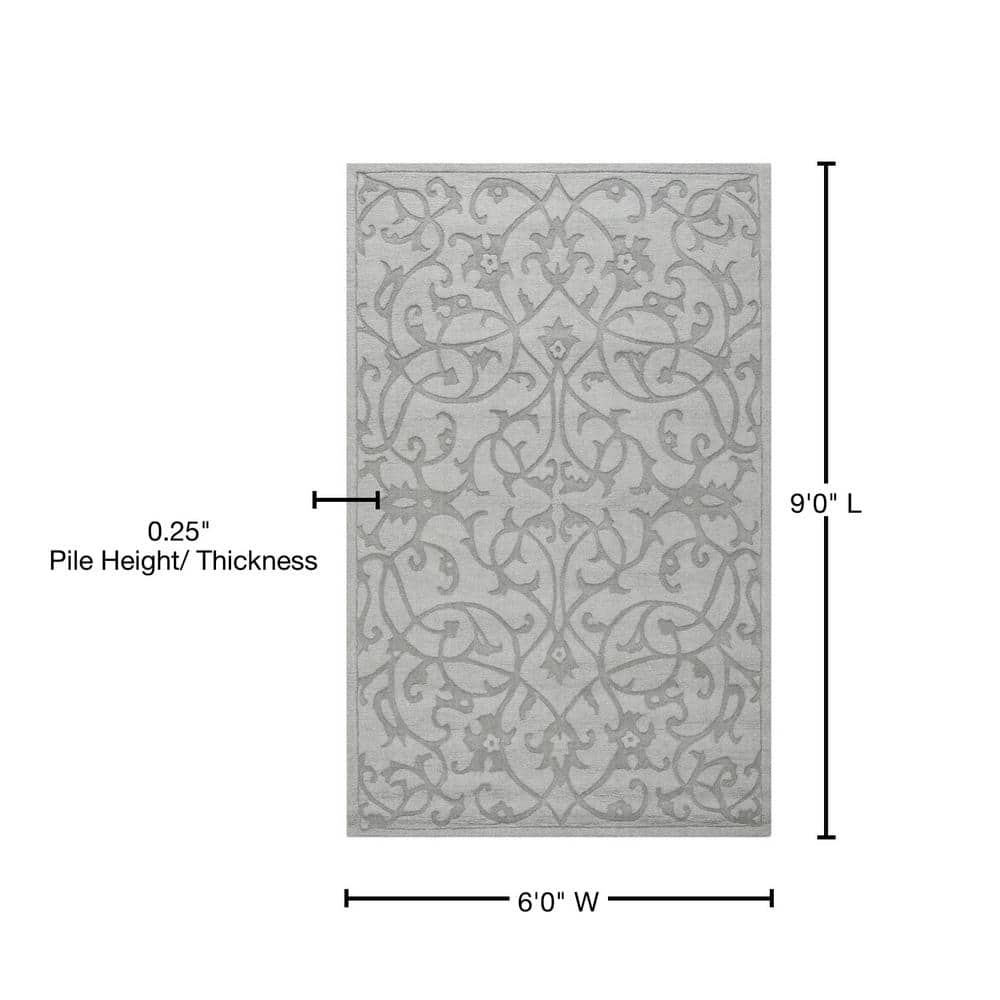 Gray Hand-Tufted Wool 6' x 9' Rectangular Area Rug