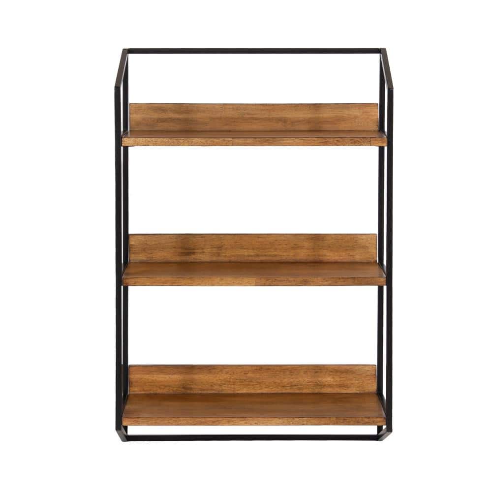 Hylton Rustic Brown Wood Floating Decorative Wall Shelf