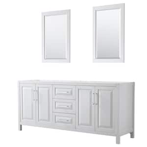 Daria 78.75 in. Double Bathroom Vanity Cabinet Only with 24 in. Mirrors in White