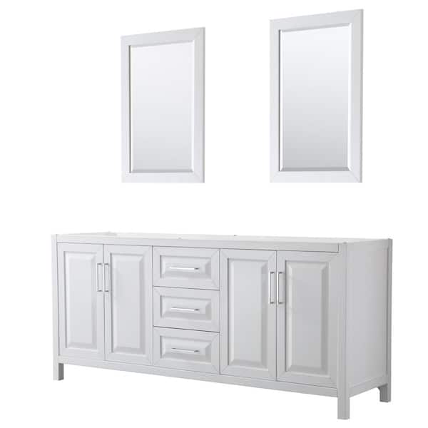 Wyndham Collection Daria 78.75-in White Bathroom Vanity Cabinet (Mirror Included)