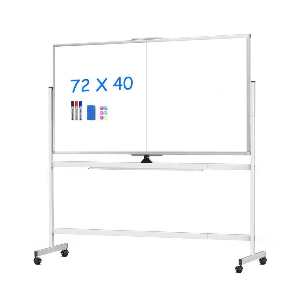ホワイトボード maxtek Rolling Bulletin Boards, 72x40 Large Double-Sided White