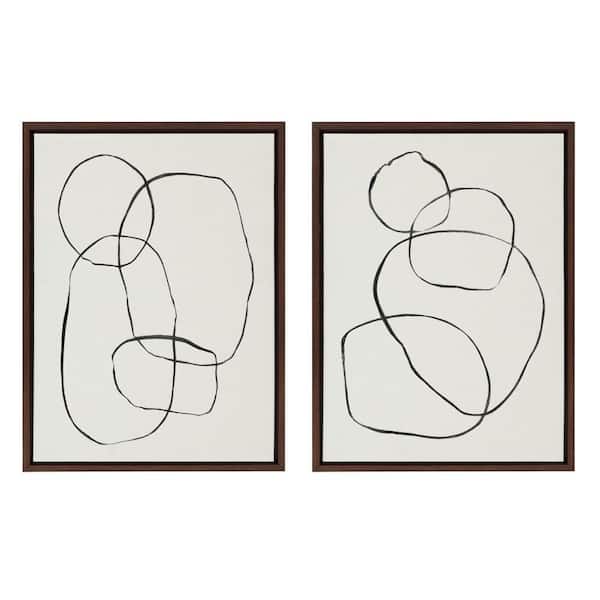 Kate and Laurel Sylvie "Modern Circles" by Teju Reval of Snazzyhues 2 Piece Framed Art Print 24 in. x 18 in.