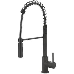Single Handle Pre-Rinse Spring Pull Down Sprayer Kitchen Faucet in Matte Black