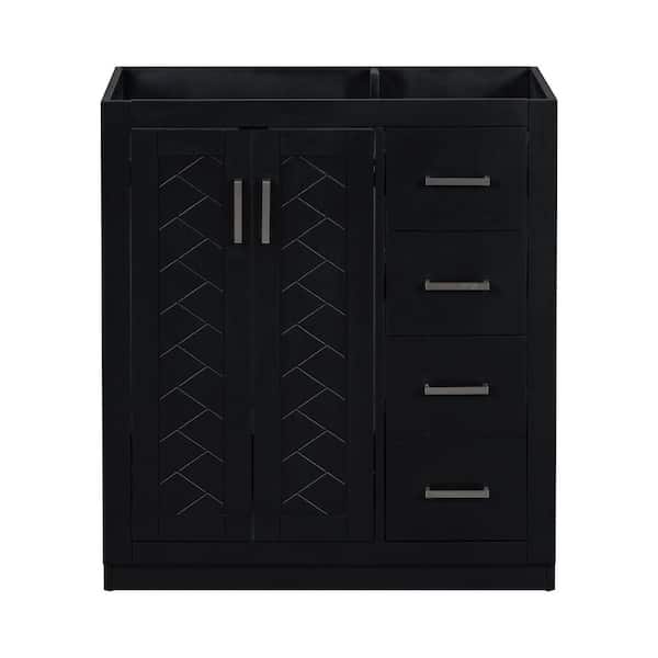 Unbranded 30 in. Rectangular Bath Vanity Cabinet without Top in Black with 2-Doors, 2-Drawers