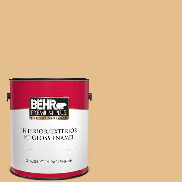 BEHR PREMIUM PLUS 1 gal. #330D-4 Warm Muffin Hi-Gloss Enamel Interior/Exterior Paint