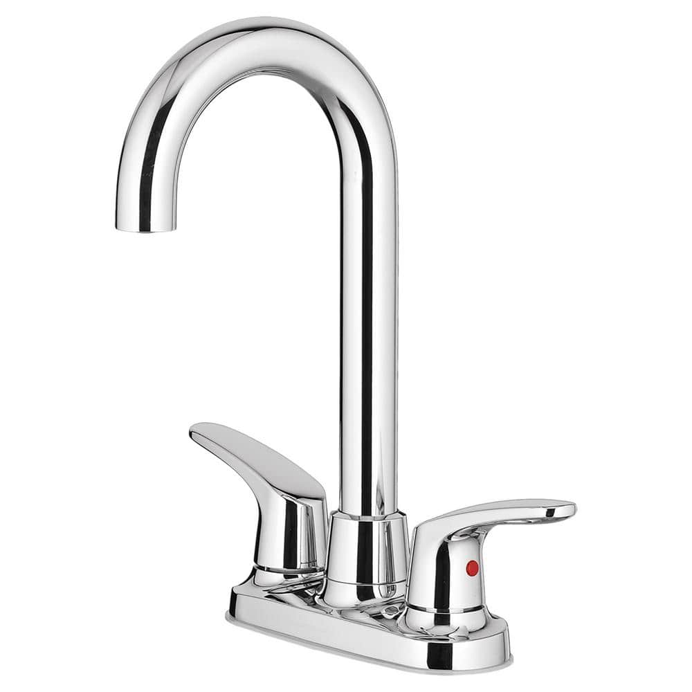 Polished Chrome Dual Handle Kitchen Faucet with High-Arch Spout