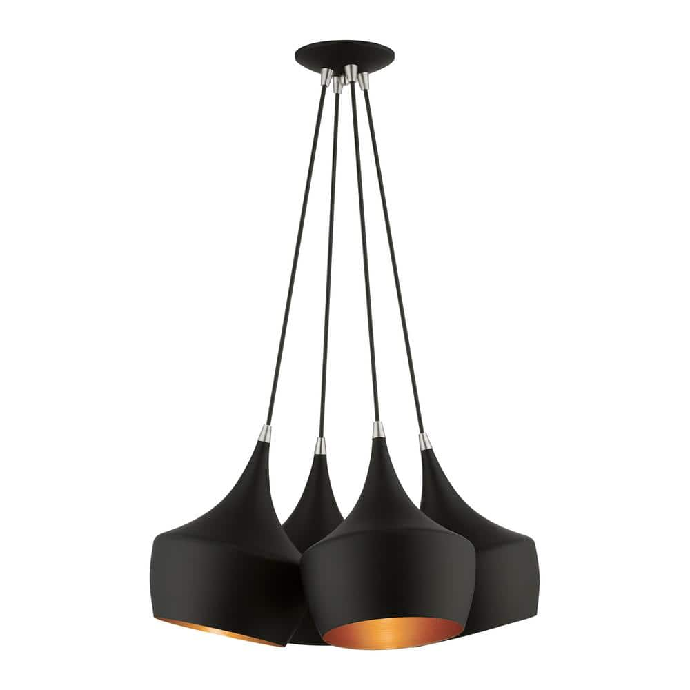 Livex Lighting Waldorf 4-Light Black Cluster Pendant 41084-04 - The Home  Depot