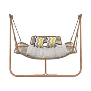 70 in. Anti-Rust Wood Hammock Swing Chair with Stand for Patio, Balcony