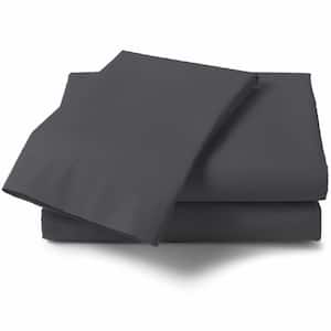Soft Wrinkle Free 2-Piece Dark Gray Color Microfiber Twin Size Bed Sheet Set with Pillow Cover