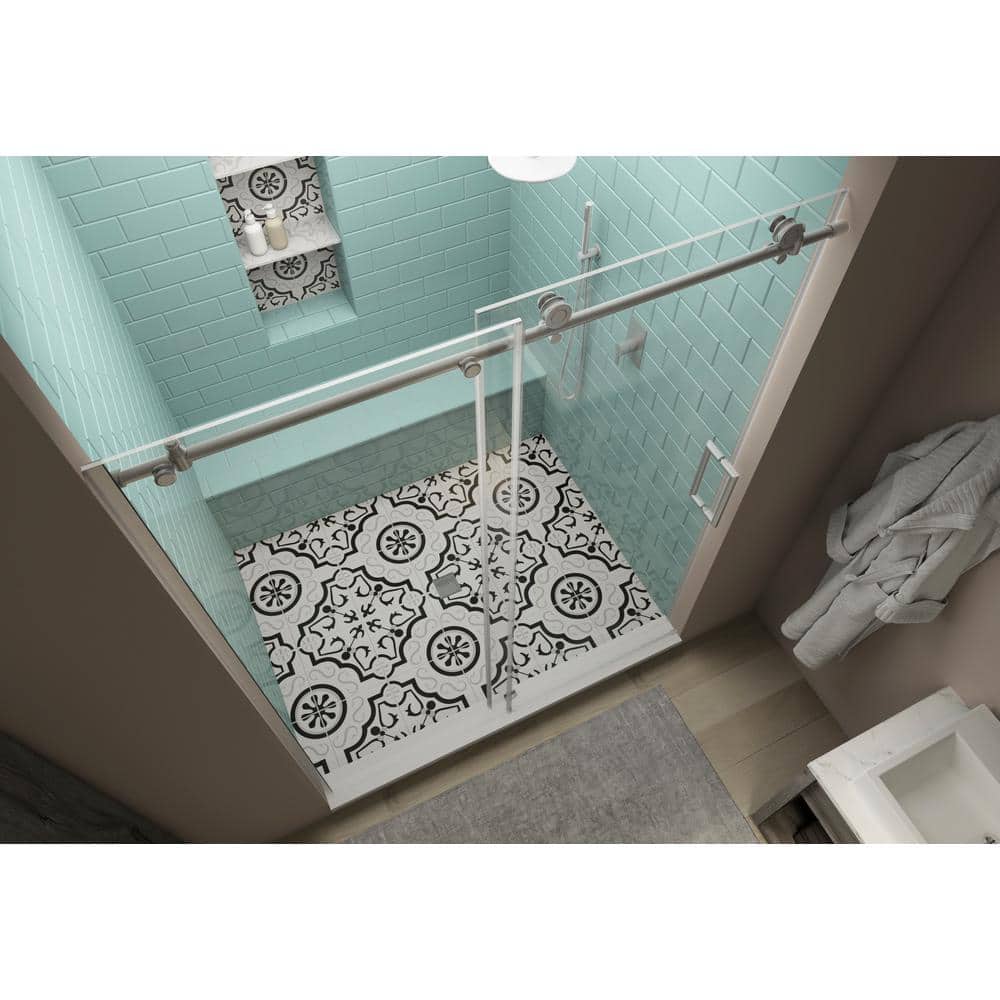 Coraline XL 64" x 80" Frameless Sliding Shower Door with Clear Glass