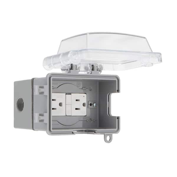 Commercial Electric - 1-Gang Extra Duty Horizontal/Vertical Non-Metallic Weatherproof In-Use Cover Kit (16-in-1-Configurations), Clear