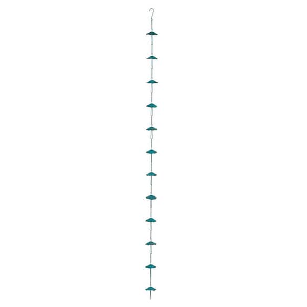 Evergreen Enterprises 96 in. Teal Rustic Finish Metal Mushroom Rain Chain