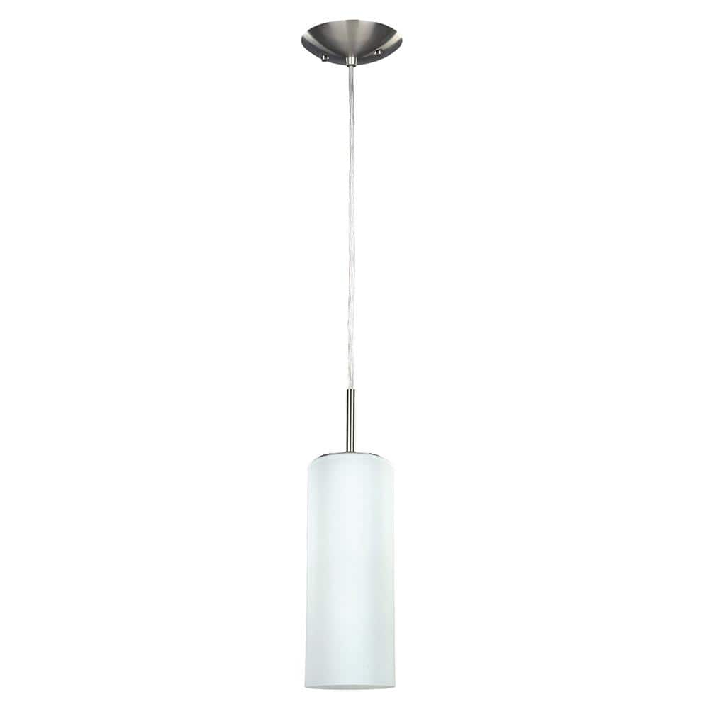 CANARM Toni 1-Light Brushed Pewter Pendant with Flat Opal Glass Shade ...