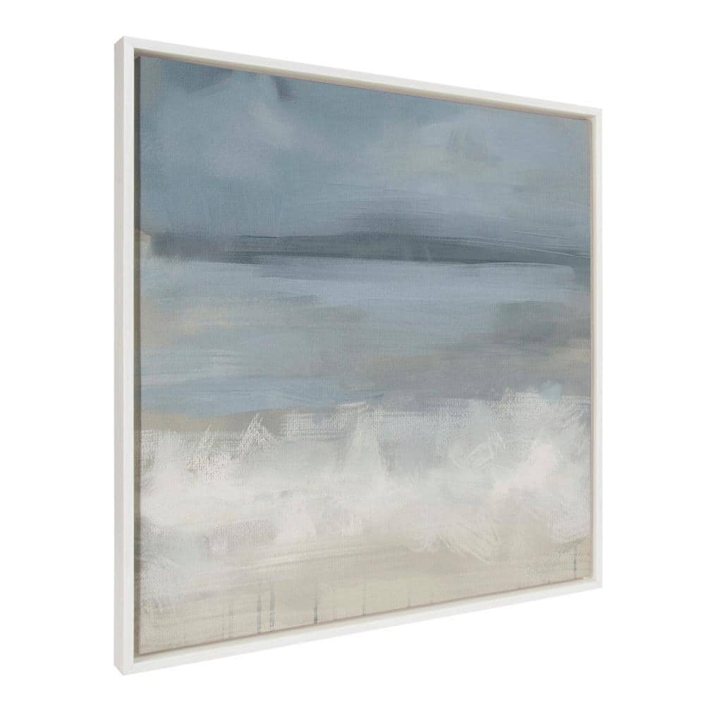 30x30 White Beaded Frame Abstract Ocean Landscape Canvas Print