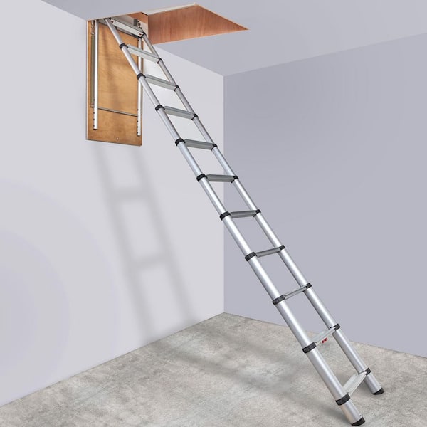 Attic Ladder Telescoping, 350 lb. Capacity, 39.37 in. x 23.6 in., Multi-Purpose Aluminium Extension, Lightweight