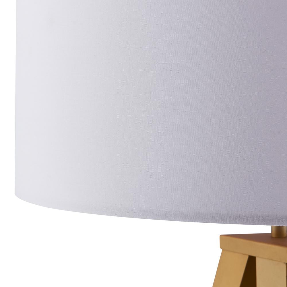 Modern Outdoor White Tripod Floor Lamp with Gold Accents