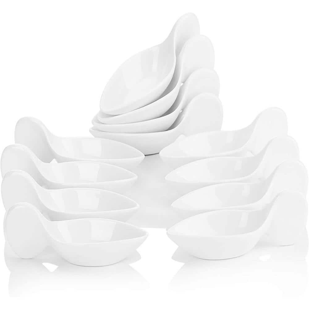 MALACASA 4.5 in. White Porcelain Ramekins Souffle Dishes Serving Bowls