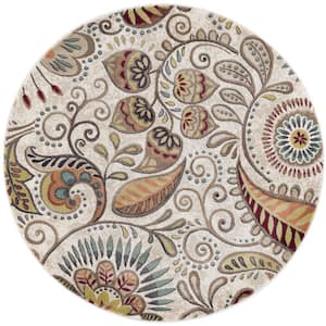 Capri Abstract Ivory 6 ft. Round Indoor Area Rug