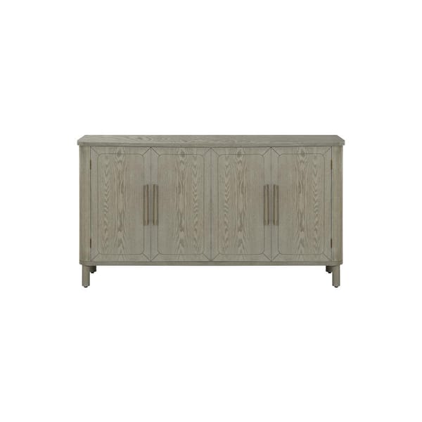 Unbranded 59.80 in. W x 16.60 in. D x 32.30 in. H Antique Gray Four Door Linen Cabinet With Curved Countertop