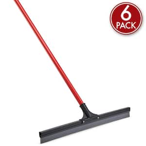 24 in. Multi-Surface Rubber Floor Squeegee with 60 in. Steel Handle (6-Pack)