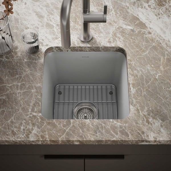 Cairn Matte Gray Granite Composite 14 in. Undermount Bar Sink