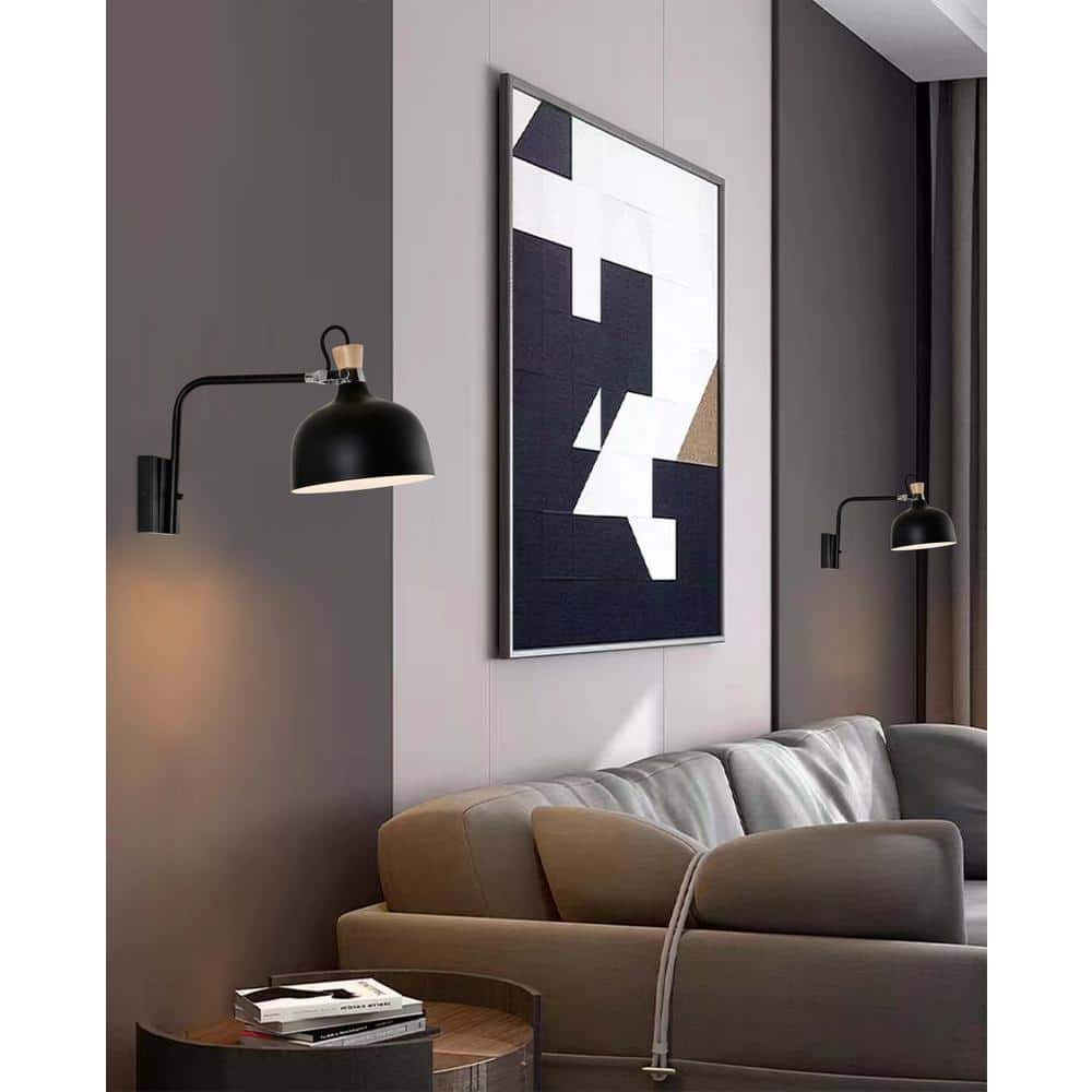 1 Light Swing Arm with Adjustable Head Indoor Wall Lamp Sconce with Metal Shade Black price history on PriceWatchPro