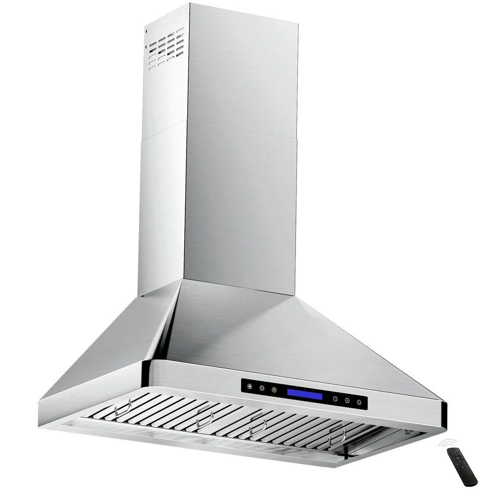 30 in. 900 CFM Convertible Wall Mount Range Hood with Remote, Touch Control LCD, Long-Term Warranty in Stainless Steel