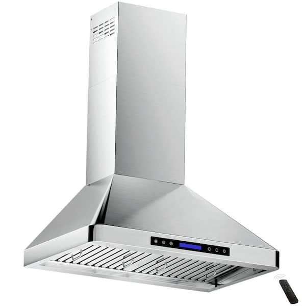 30 in. 900 CFM Convertible Wall Mount Range Hood with Remote, Touch Control LCD, Long-Term Warranty in Stainless Steel