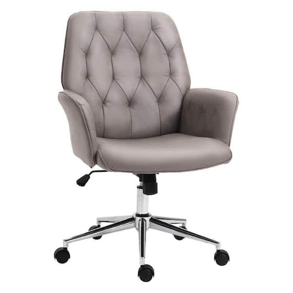 Vinsetto Light Grey, Modern Mid-Back Tufted Micro Fiber Home Office Desk  Chair with Arms, Swivel Adjustable Task Chair 921-102V01 - The Home Depot