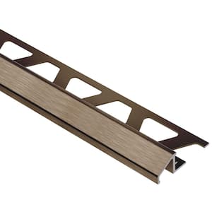 Reno-U Brushed Antique Bronze Anodized Aluminum 5/16 in. x 8 ft. 2-1/2 in. Metal Reducer Tile Edging Trim