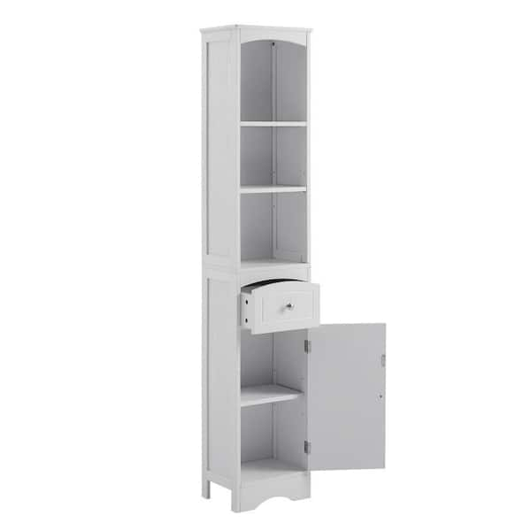 EPOWP 13 in. W x 9 in. D x 67 in. H White Wood Linen Cabinet LX ...