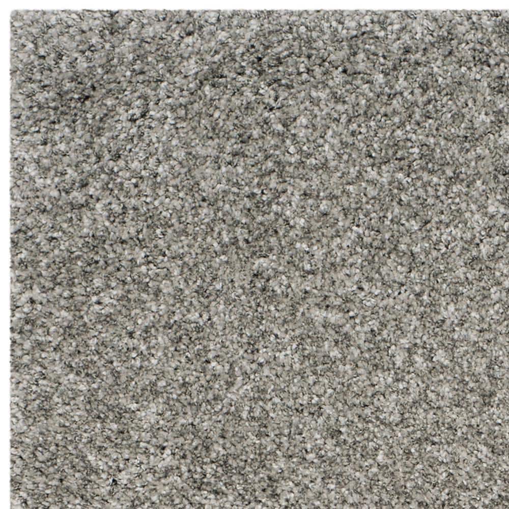 Silver Hand-Knotted Shag 4' x 6' Synthetic Area Rug