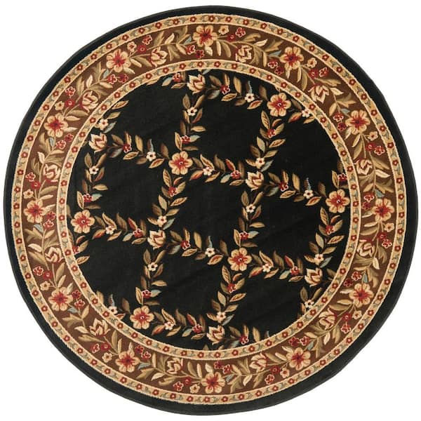 SAFAVIEH Lyndhurst Black/Brown 5 ft. x 5 ft. Round Border Area Rug