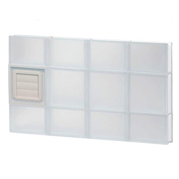 Clearly Secure 31 in. x 19.25 in. x 3.125 in. Frameless Frosted Glass Block Window with Dryer Vent