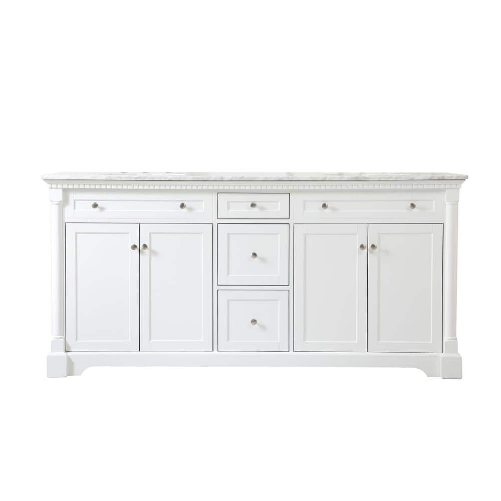 Simply Living 72 in. W x 21.5 in. D x 35 in. H Bath Vanity in White with Ca