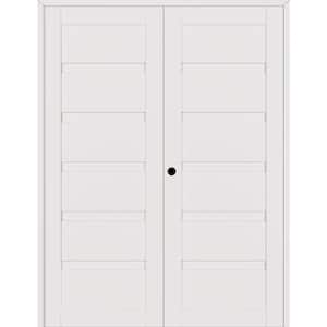 Louver 48 in. x 95.25 in. Right Active Snow White Wood Composite Double Prehung Interior Door