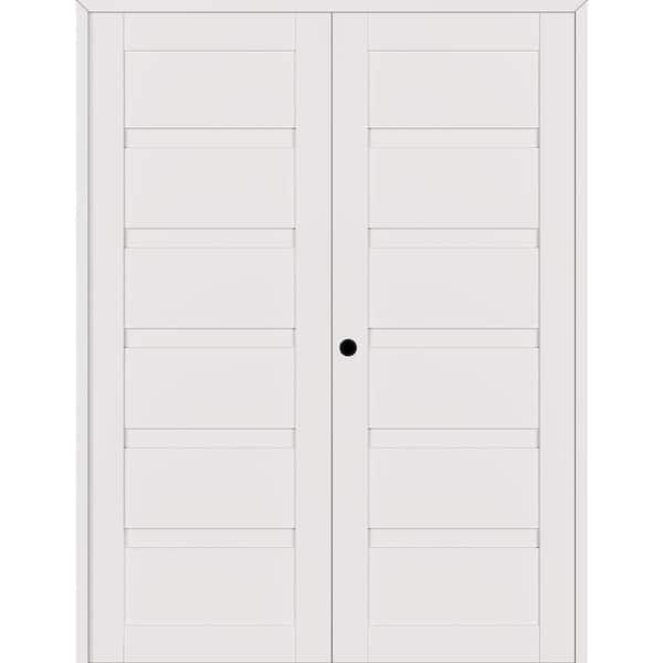 Belldinni Louver 48 in. x 95.25 in. Right Active Snow White Wood Composite Double Prehung Interior Door