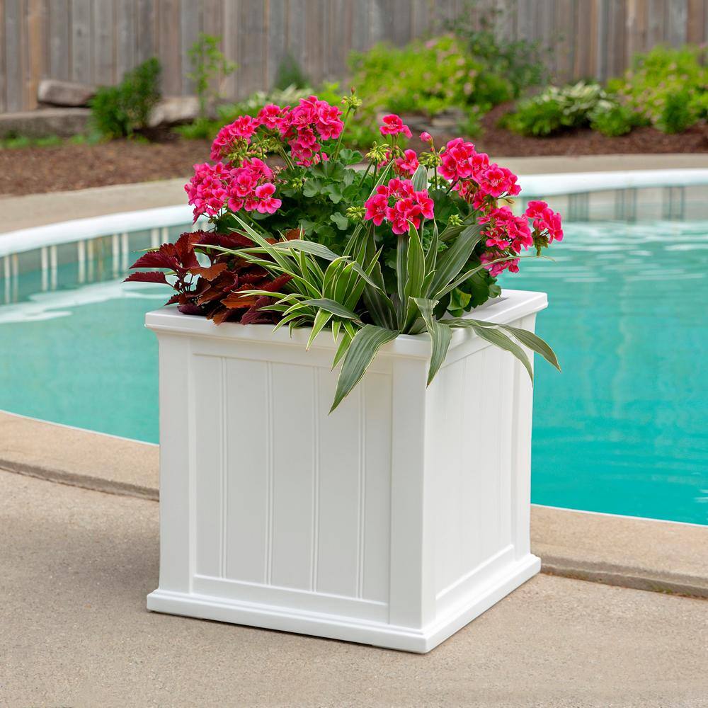 Cape Cod White 20" Square Polyethylene Outdoor Planter