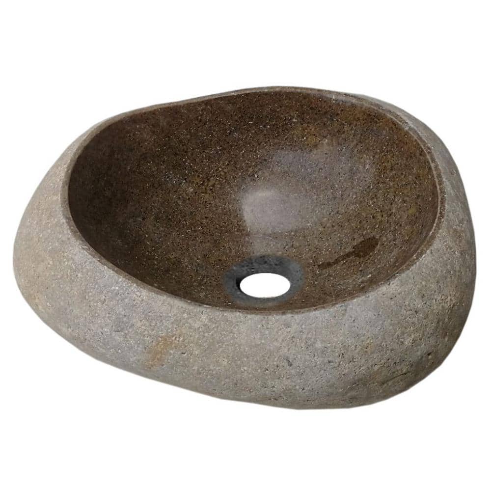 Natural River Rock Stone Bathroom Sink with Polished Interior