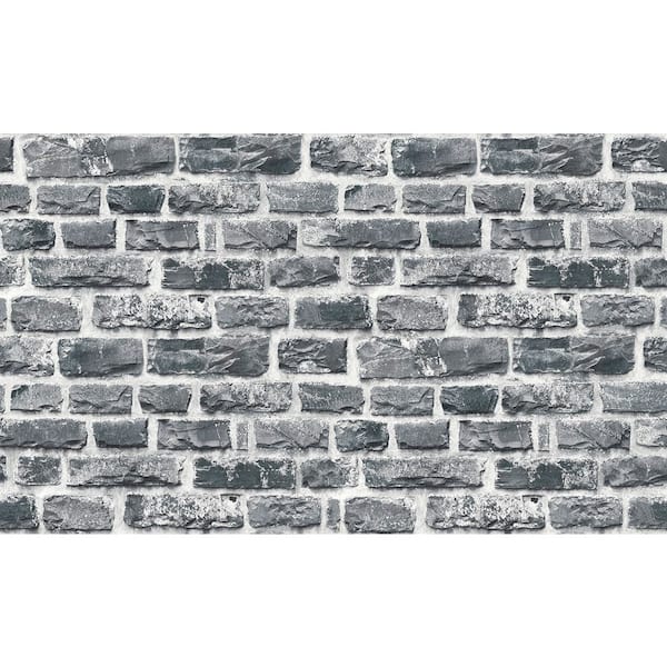 Bricks and More Collection Dark Grey Stone Brick Matte Finish Vinyl on ...